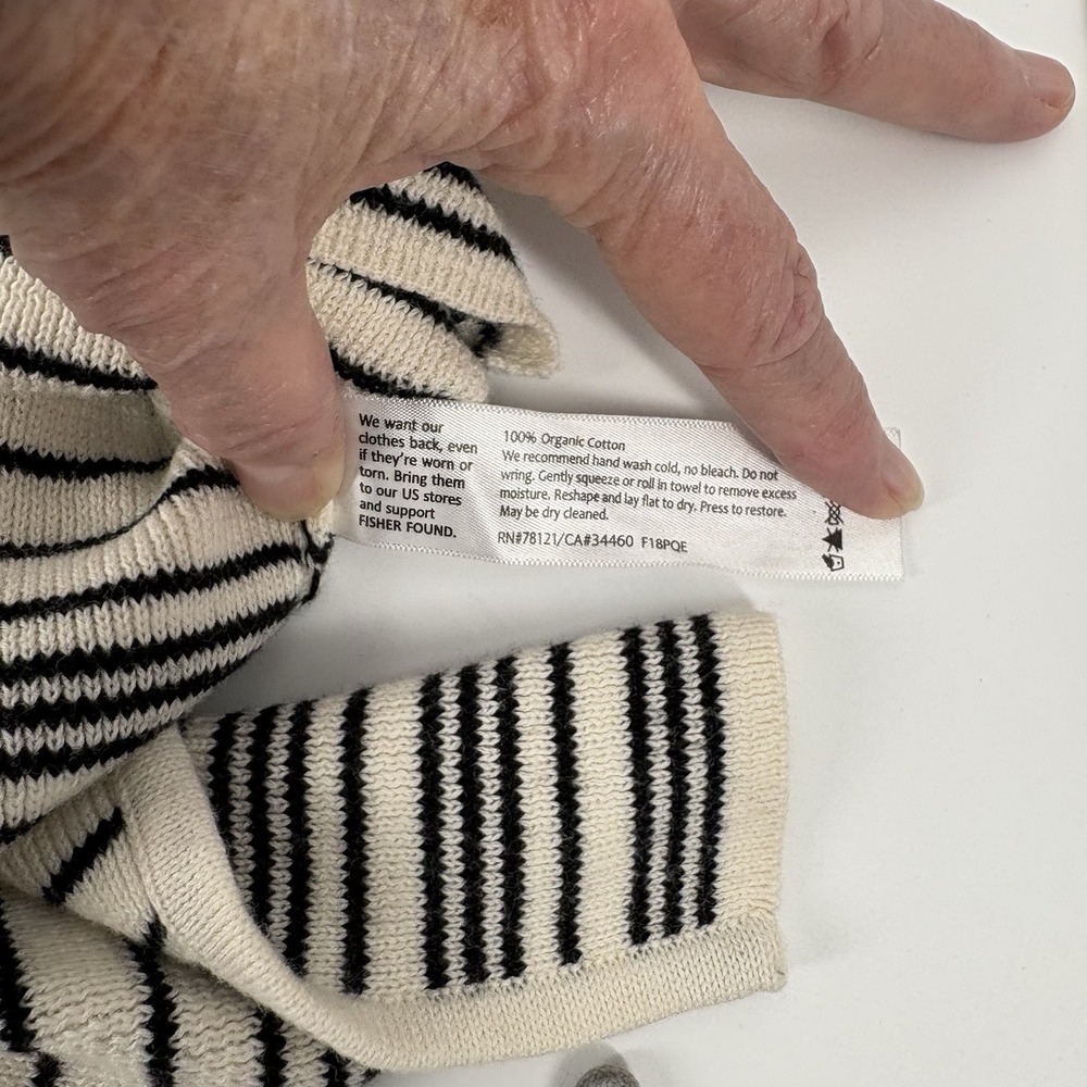 Eileen Fisher Breton Striped Organic Cotton LS Pullover XS (fits‎ like Medium) - Picture 4 of 4
